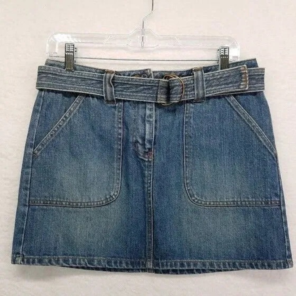 Vintage The Limited Jean Denim Skirt Womens 6 Blue Belted Mini Utility 2000s